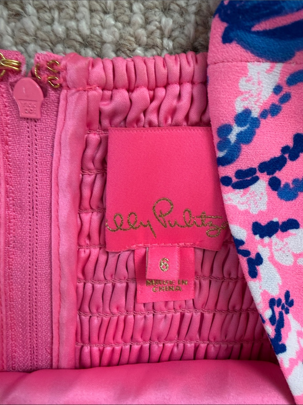 Lilly Pulitzer Pink Floral and Blue Accents Romper - Picture 4 of 7